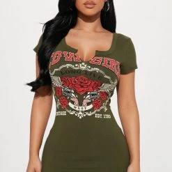 Fashion Nova Cowgirl Chic Mini Dress - Hunter