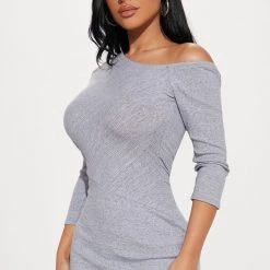 Fashion Nova Rosie Ribbed Dress - Heather Grey -fashion nova dresses Shop 10 17 22Studio1 KS IM 14 14 51 54 CRD1106Q HeatherGrey 2306 JB