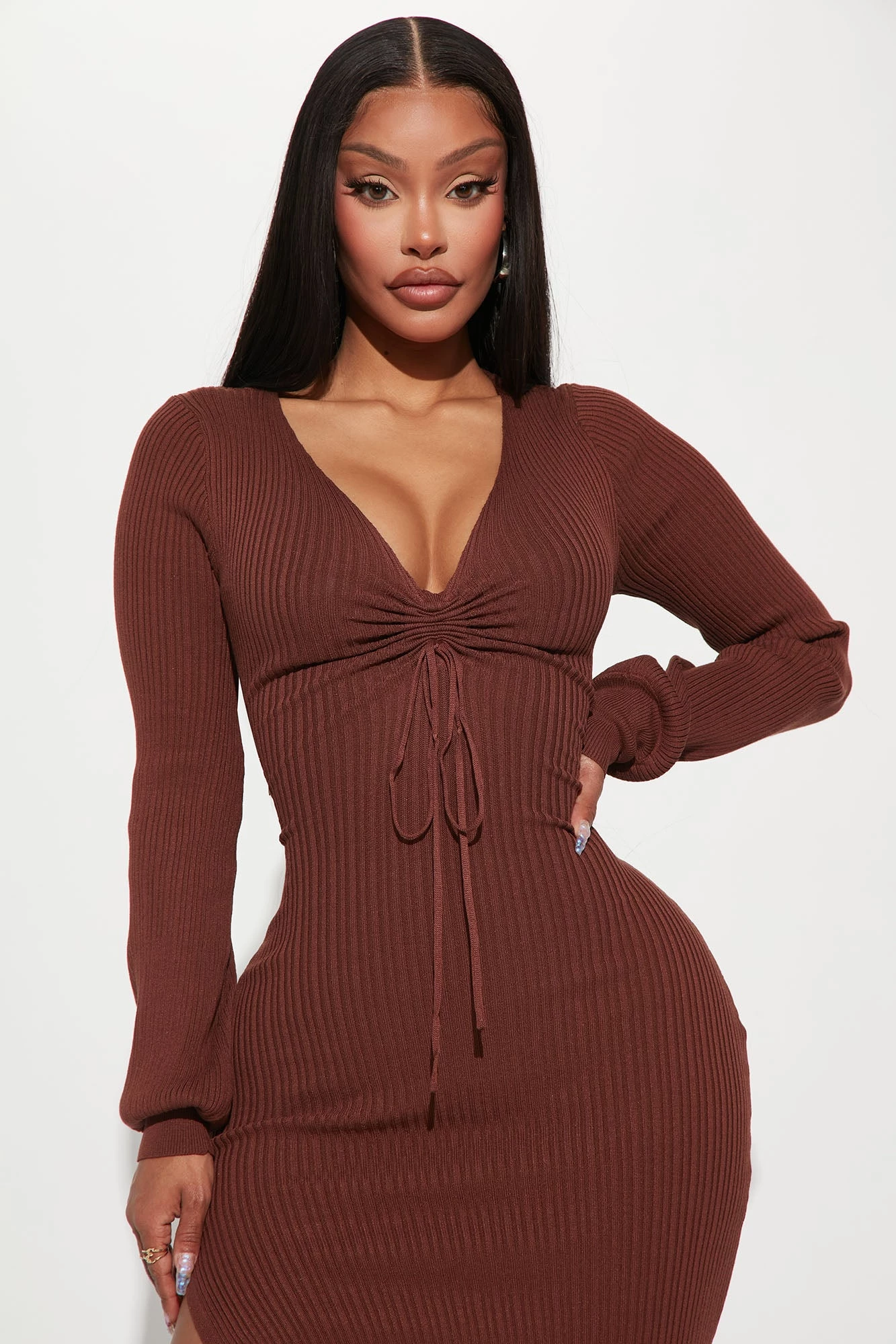 Fashion Nova Erica Sweater Midi Dress - Brown 4 Fashion Nova Erica Sweater Midi Dress - Brown - Image 2
