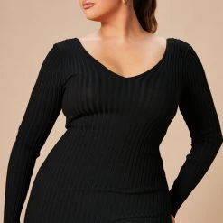 Fashion Nova Kallan Knit Dress - Black -fashion nova dresses Shop 10 17 22Studio7 KJ DJ 09 51 57 1 21449 Black 0071 PLUS JB