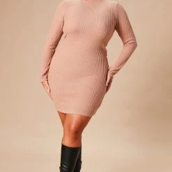 Fashion Nova Make A Move Mock Neck Mini Dress - Nude -fashion nova dresses Shop 10 17 22Studio7 KJ DJ 10 03 23 4 RD72197 Nude 0144 PLUS JB