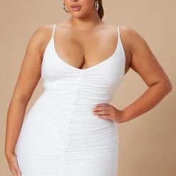 Fashion Nova Shanghai Ruched Dress - White -fashion nova dresses Shop 10 17 22Studio7 KJ DJ 14 45 09 55 D738 White 1015 PLUS PB