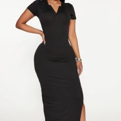Fashion Nova Hailey Hooded Maxi Dress - Black