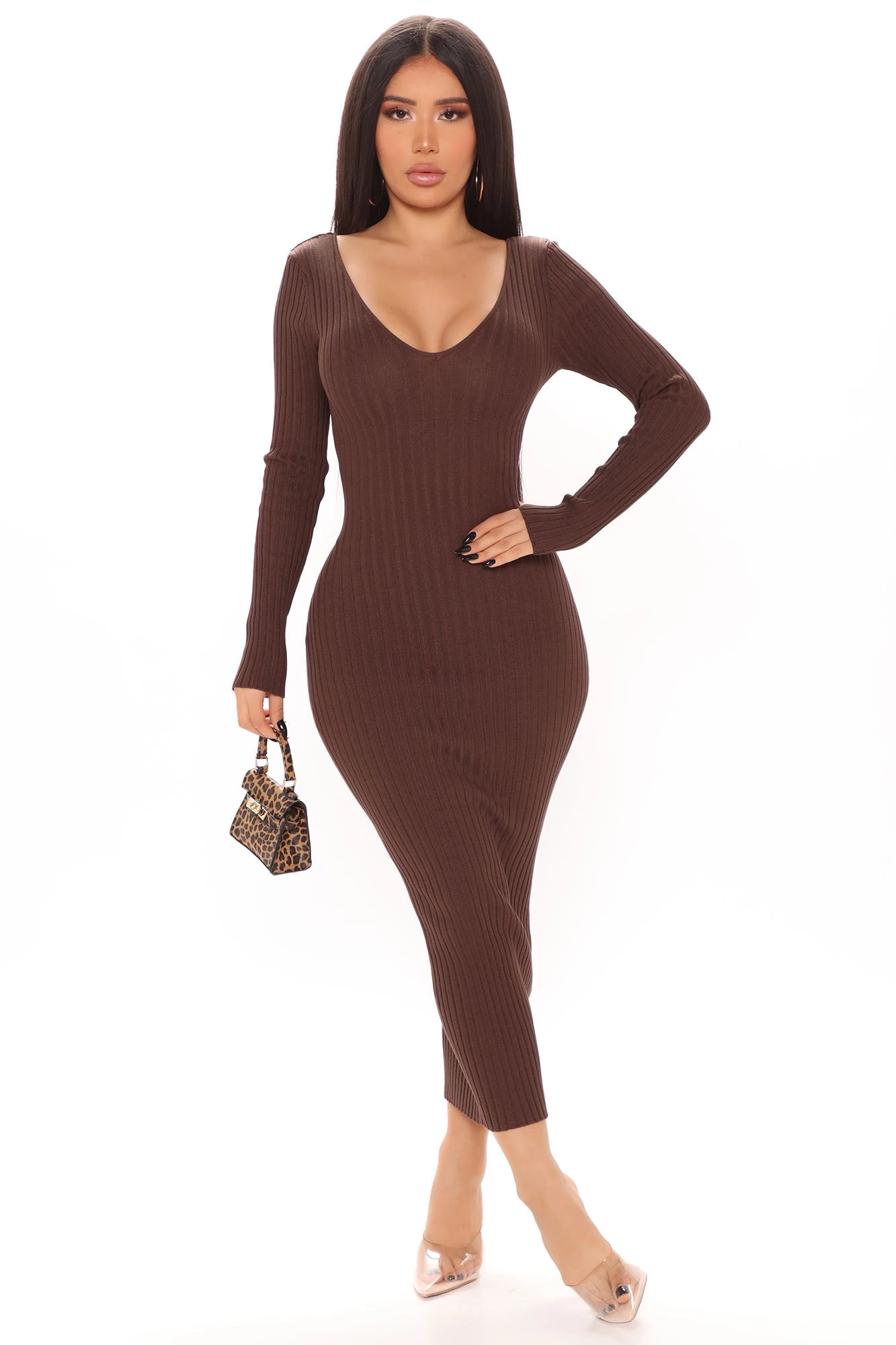 Fashion Nova Kallan Knit Dress - Brown 7 Fashion Nova Kallan Knit Dress - Brown - Image 5