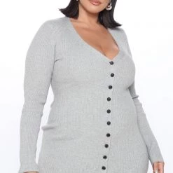 Fashion Nova Baby It's Cold Sweater Midi Dress - Heather Grey -fashion nova dresses Shop 10 19 20Studio3 RT KW 13 31 09 35 MD6211 HeatherGrey 0014 PLUS KL