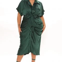 Fashion Nova Stuck In The City Satin Midi Dress - Hunter -fashion nova dresses Shop 10 19 21Studio1 CE RL 15 11 28 50 MD2628 Hunter 3150 PLUS MH