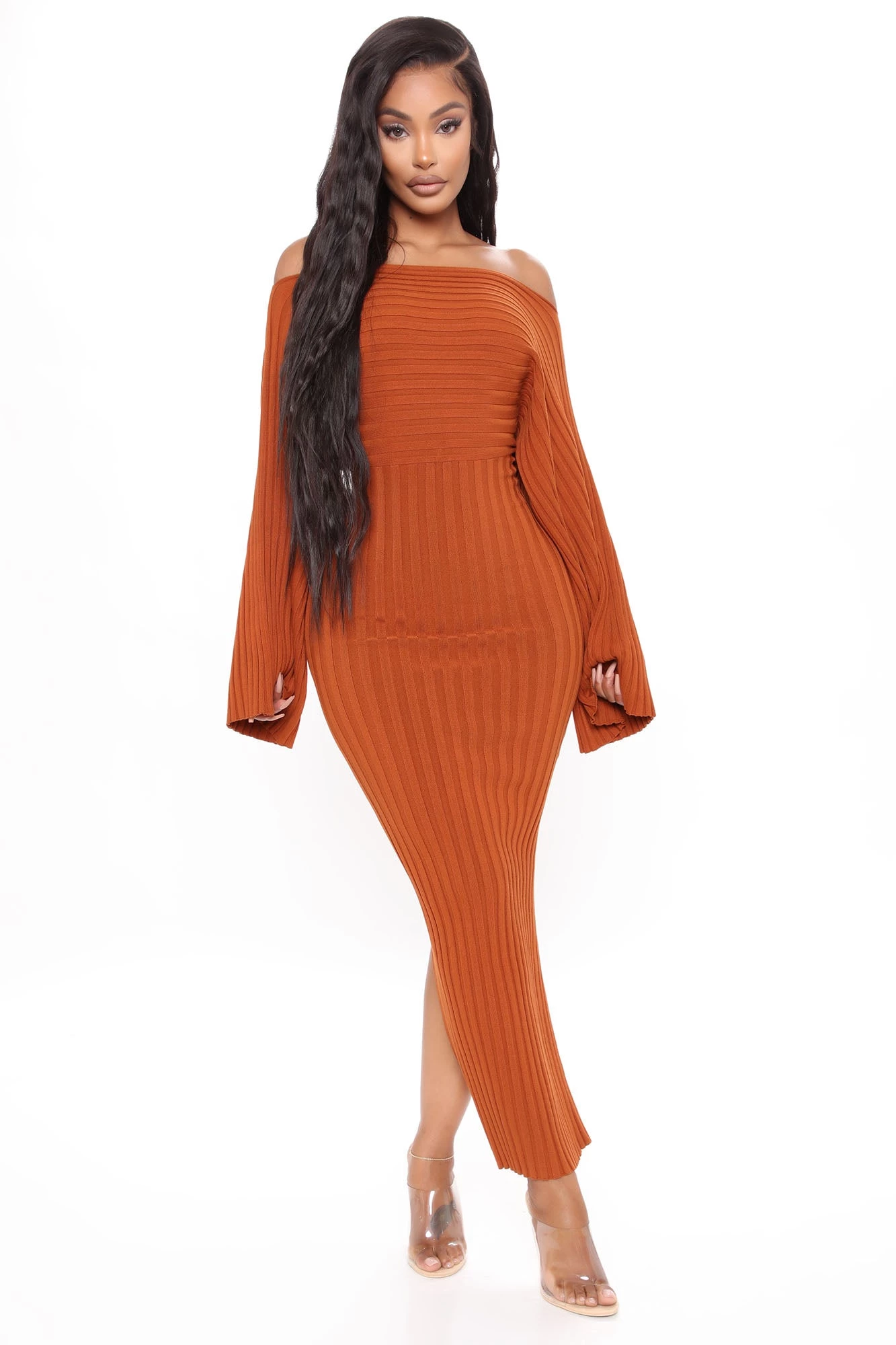 Fashion Nova Heather Sweater Midi Dress - Cognac 3 Fashion Nova Heather Sweater Midi Dress - Cognac