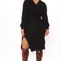 Fashion Nova Wrapped All Around Me Midi Sweater Dress - Black 15 Fashion Nova Wrapped All Around Me Midi Sweater Dress - Black -fashion nova dresses Shop 10 20 20Studio3 DM SA 12 27 45 46 FL20H611 Black 0526 PLUS WG