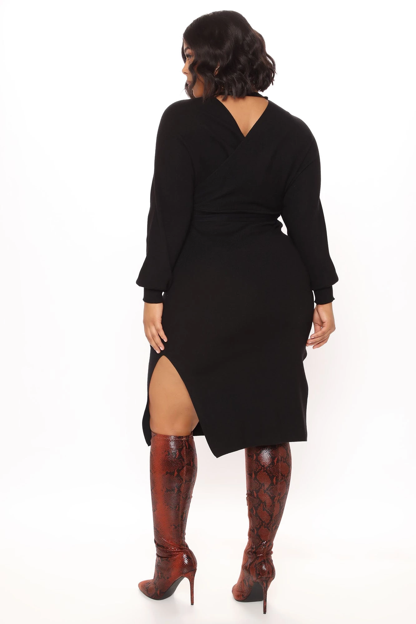 Fashion Nova Wrapped All Around Me Midi Sweater Dress - Black 9 Fashion Nova Wrapped All Around Me Midi Sweater Dress - Black - Image 7