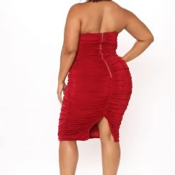 Fashion Nova All Ruched And Ready Midi Dress - Wine -fashion nova dresses Shop 10 20 20Studio3 DM SA 13 59 11 52 FS21C043 Wine 0592 PLUS WG