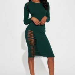 Fashion Nova Blair Midi Dress - Hunter