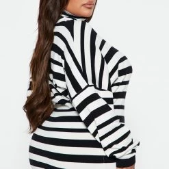 Fashion Nova Stripes On Stripes Sweater Mini Dress - Black/White -fashion nova dresses Shop 10 20 22Studio4 TH AC 10 21 00 9 LD10774BFN BlackWhite 29253 PLUS EH