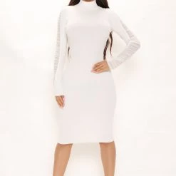 Fashion Nova Laura Sweater Midi Dress - Ivory