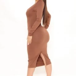 Fashion Nova Leandra Midi Dress - Brown -fashion nova dresses Shop 10 21 21Studio2 SN KP 11 56 39 28 JD44729L Brown 2449 EH