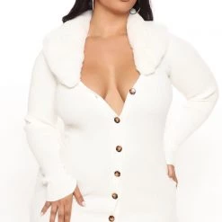 Fashion Nova Don't Be Faux Real Sweater Midi Dress - Cream -fashion nova dresses Shop 10 21 21Studio3 CE MJ 11 31 20 14 90920NK Cream 6011 PLUS EH
