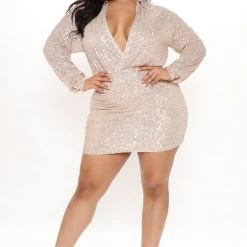 Fashion Nova It's Cocktail Hour Sequin Mini Dress - Rose Gold -fashion nova dresses Shop 10 21 21Studio3 CE MJ 12 12 26 22 VD7659 RoseGold 6085 PLUS EH