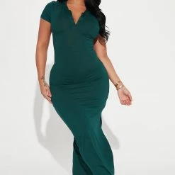 Fashion Nova Hailey Hooded Maxi Dress - Hunter
