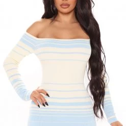 Fashion Nova Catch Me Offline Sweater Dress - Light Blue -fashion nova dresses Shop 10 22 20Studio2 MS SD 14 40 44 40 21593 LightBlue 2267 KL