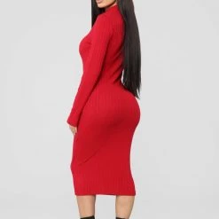 Fashion Nova Not Over You Yet Sweater Dress - Red -fashion nova dresses Shop 10 26 18 Studio 2 13 14 38 RD33751L Red0491 AB scaled