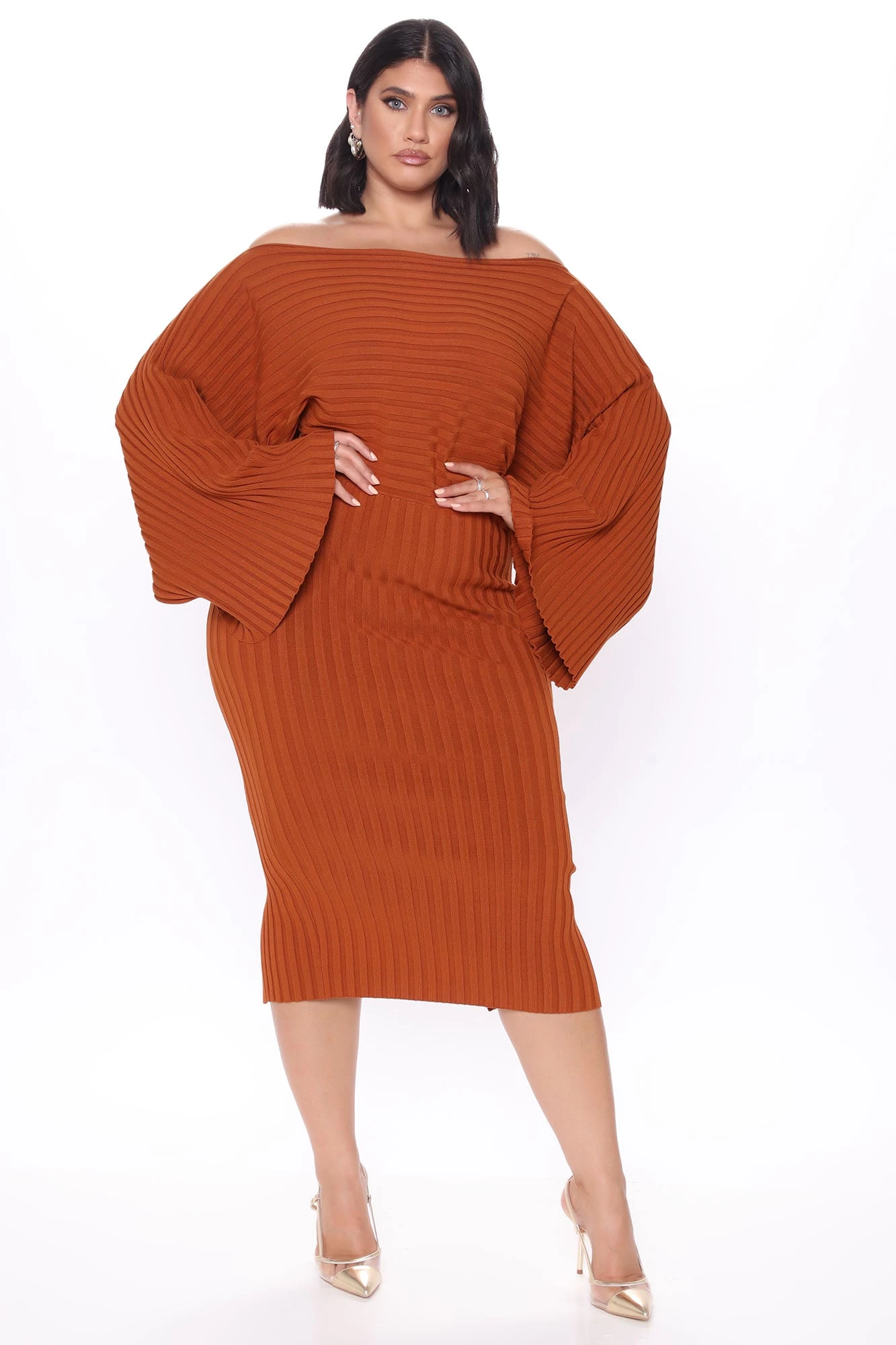 Fashion Nova Heather Sweater Midi Dress - Cognac 6 Fashion Nova Heather Sweater Midi Dress - Cognac - Image 4