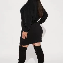 Fashion Nova Sandie Sweatshirt Dress - Black -fashion nova dresses Shop 10 26 22Studio2 TH 13 41 03 6 CFD1357LA Black R 4101 JB