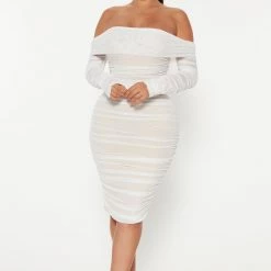 Fashion Nova Ready In A Ruched Off Shoulder Midi Dress - White -fashion nova dresses Shop 10 27 22Studio3 KS CJ 15 05 09 47 72844 White P 0796 JB