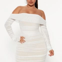 Fashion Nova Ready In A Ruched Off Shoulder Midi Dress - White -fashion nova dresses Shop 10 27 22Studio3 KS CJ 15 05 16 47 72844 White P 0800 JB
