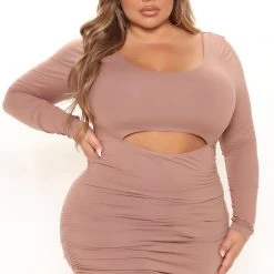 Fashion Nova Cami Ruched Midi Dress - Chocolate -fashion nova dresses Shop 11 01 21Studio2 SN RL 12 23 59 20 JD45245L Chocolate 5278 PLUS MH