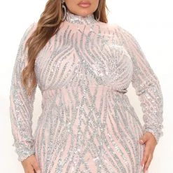 Fashion Nova Strut Like Me Sequin Maxi Dress - Blush/Silver -fashion nova dresses Shop 11 01 21Studio2 SN RL 16 42 23 65 DWR6611 Blushcombo 5613 PLUS MH