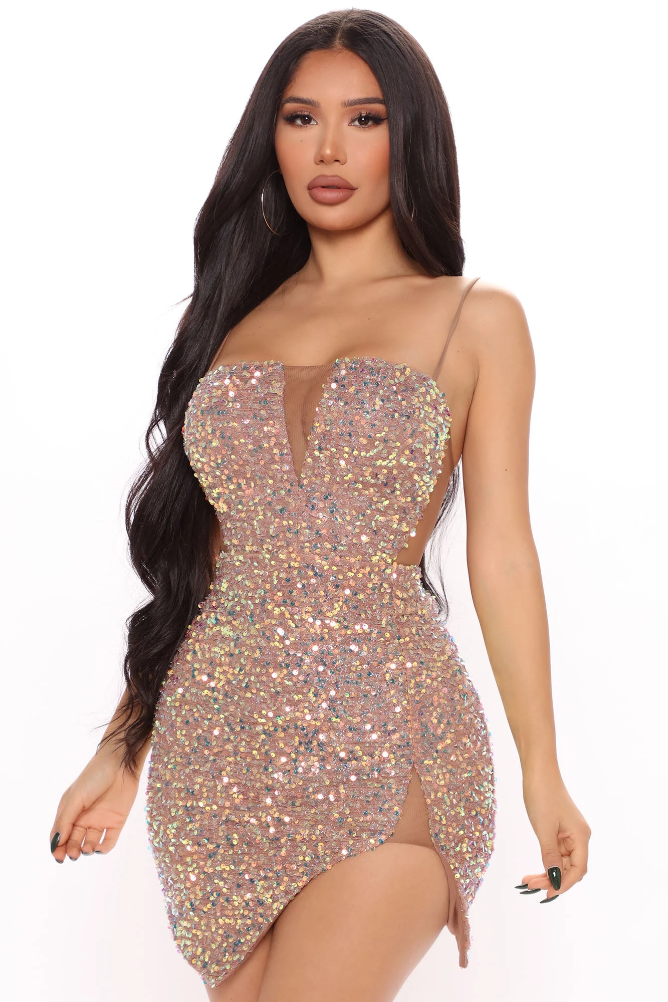 Fashion Nova Dazzling Sequin Mini Dress - Mocha 4 Fashion Nova Dazzling Sequin Mini Dress - Mocha - Image 2