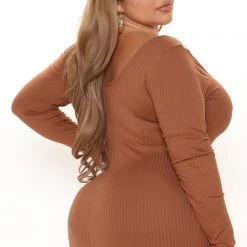 Fashion Nova Find Me Later Midi Dress - Chocolate -fashion nova dresses Shop 11 08 21Studio2 EF KP 15 20 09 69 RD45088L Chocolate 0019 PLUS PB