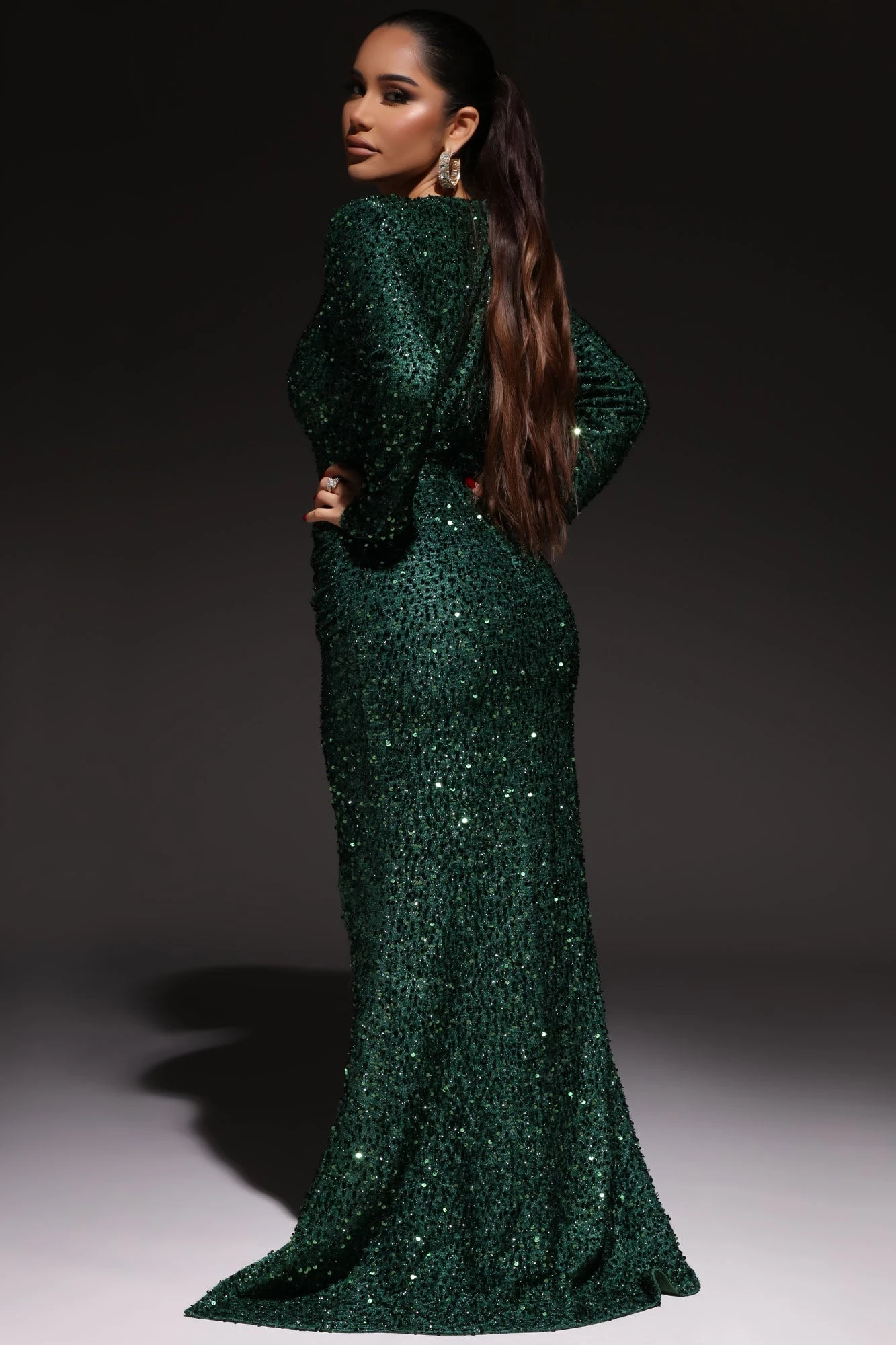 Fashion Nova Bianca Sequin Maxi Dress - Green 5 Fashion Nova Bianca Sequin Maxi Dress - Green - Image 3