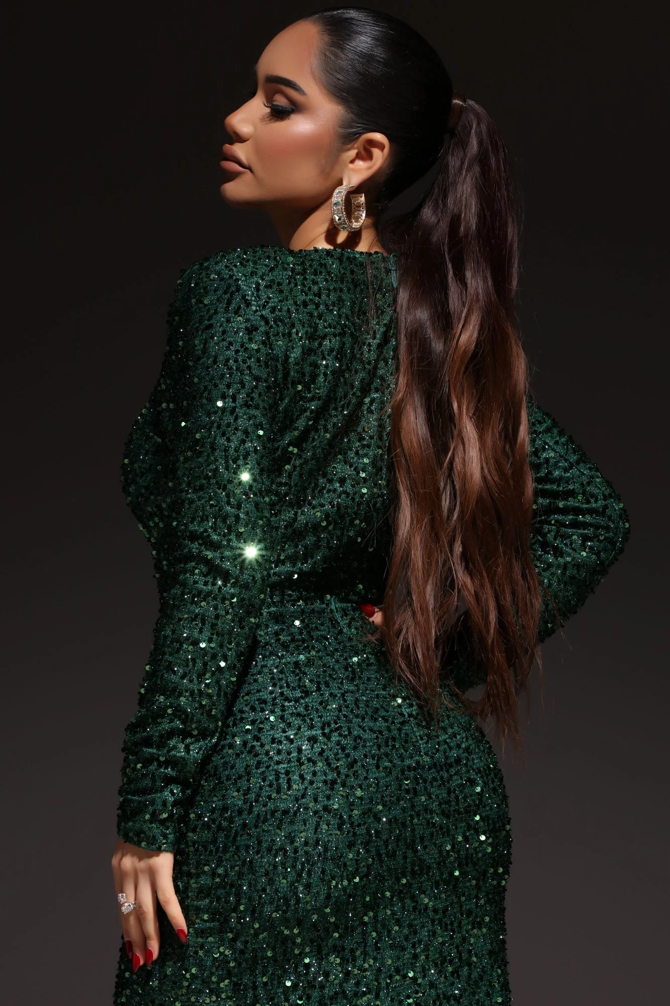 Fashion Nova Bianca Sequin Maxi Dress - Green 6 Fashion Nova Bianca Sequin Maxi Dress - Green - Image 4