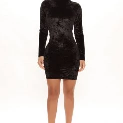 Fashion Nova Crushing It Velvet Mini Dress - Black