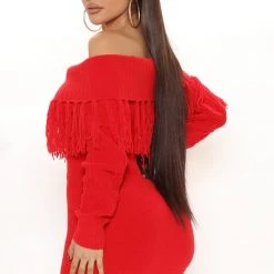 Fashion Nova Fall Feels Sweater Mini Dress - Red -fashion nova dresses Shop 11 10 21Studio2 CE BH 10 11 26 16 RDAD1222FN Red 0356 PB