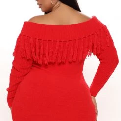 Fashion Nova Fall Feels Sweater Mini Dress - Red -fashion nova dresses Shop 11 10 21Studio3 RT KP 12 30 44 37 RDAD1222FN Red 0326 PLUS KS