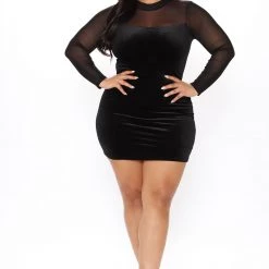 Fashion Nova Sierra Velvet Mini Dress - Black -fashion nova dresses Shop 11 16 20Studio3 RT ON 09 46 15 22 RD71372 Black 0510 PLUS RA