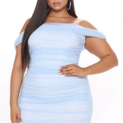 Fashion Nova Ready And Ruched Mesh Midi Dress - Blue -fashion nova dresses Shop 11 16 20Studio4 DM TB 12 03 12 54 73383 Blue 53112 PLUS EH