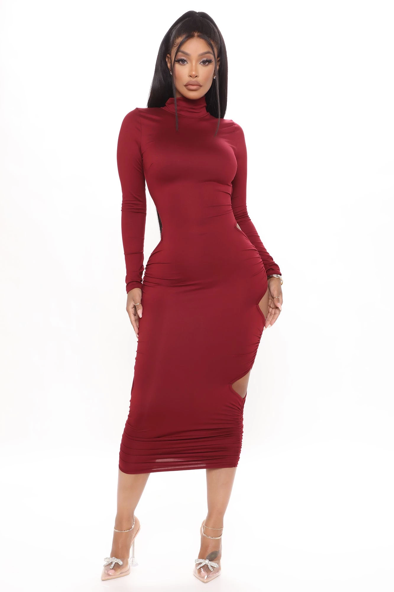 Fashion Nova Time Of Your Life Midi Dress - Wine 7 Fashion Nova Time Of Your Life Midi Dress - Wine - Image 5