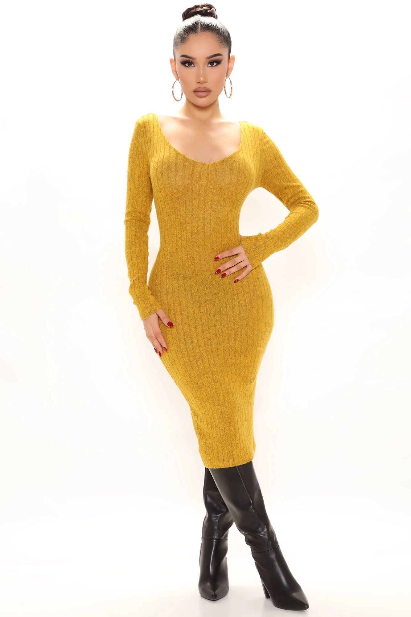 Fashion Nova For The Thrill Of It Midi Dress - Mustard 3 Fashion Nova For The Thrill Of It Midi Dress - Mustard