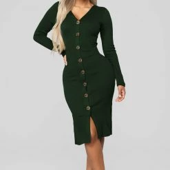 Fashion Nova Show Some Sass Sweater Dress - Hunter Green