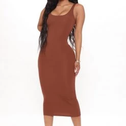 Fashion Nova Feeling Reborn Midi Dress - Brown