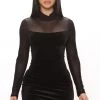 Fashion Nova Sierra Velvet Mini Dress - Black