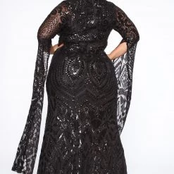 Fashion Nova Award Collecting Sequin Maxi Gown - Black -fashion nova dresses Shop 11 21 19 Studio 4 JP JJ 19 49 35 42 BCCDQ12061 Black PLUS 6352 RA