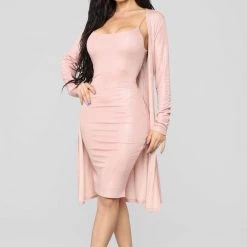 Fashion Nova Metallic Mami Dress Set - Pink