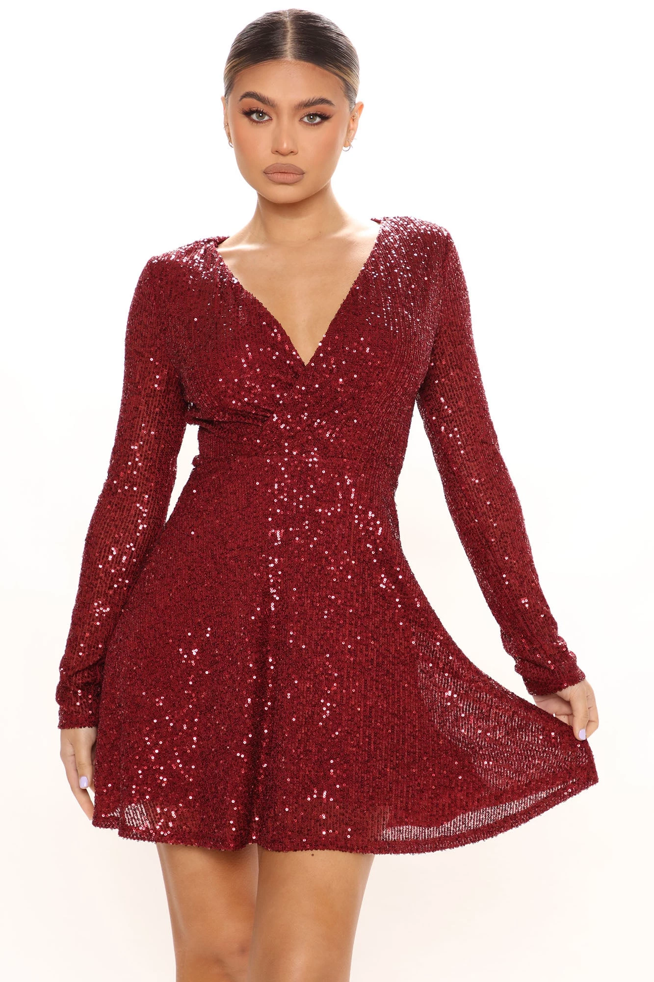 Fashion Nova Shining On Them Sequin Mini Dress - Burgundy 4 Fashion Nova Shining On Them Sequin Mini Dress - Burgundy - Image 2