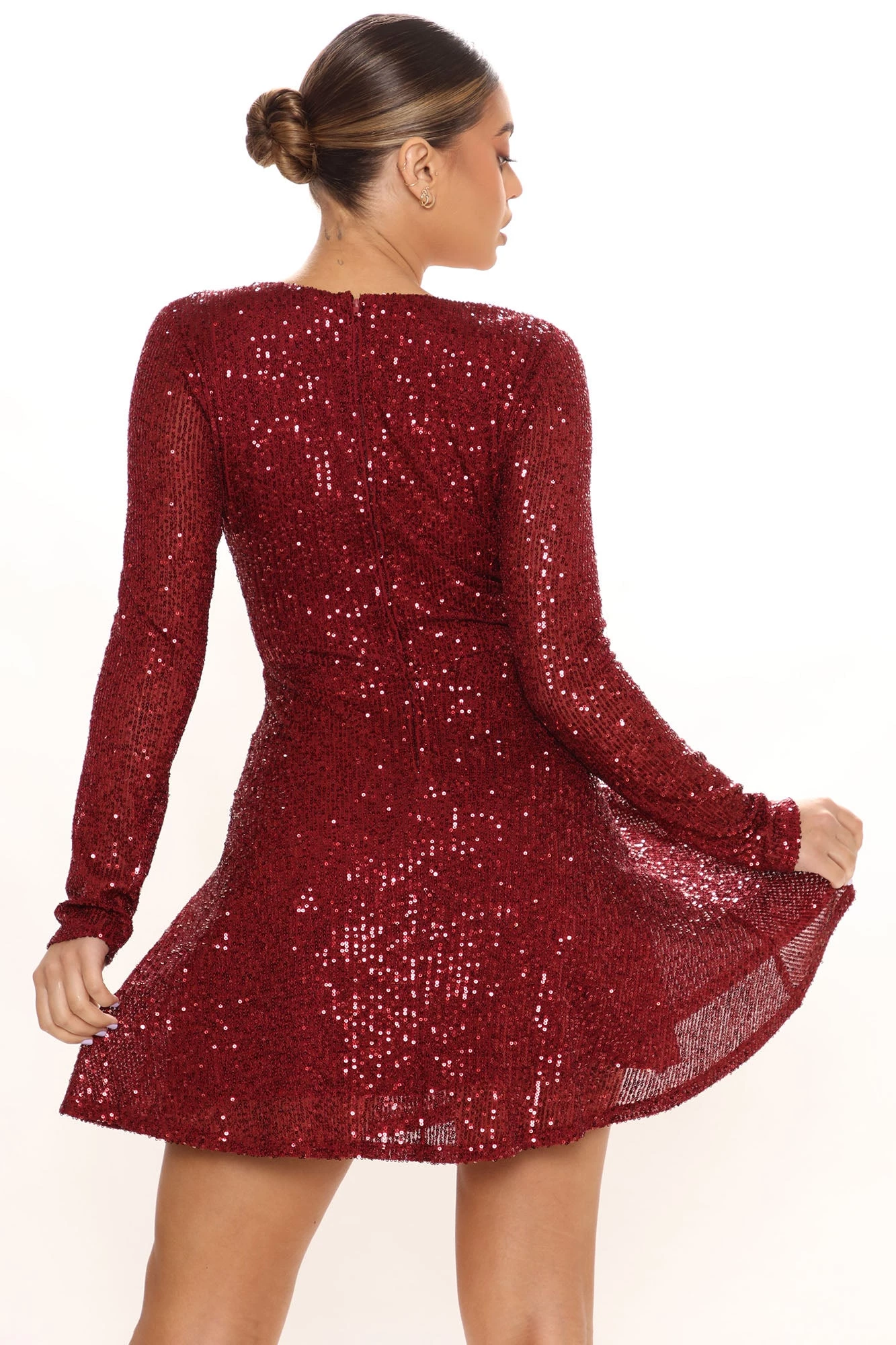 Fashion Nova Shining On Them Sequin Mini Dress - Burgundy 6 Fashion Nova Shining On Them Sequin Mini Dress - Burgundy - Image 4