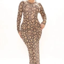 Fashion Nova Wild At Heart Maxi Dress - Taupe