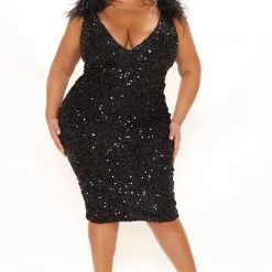 Fashion Nova Thriving With You Sequin Midi Dress - Black -fashion nova dresses Shop 11 29 21Studio2 RT KP 14 57 41 59 74154C Black 0158 PLUS KL