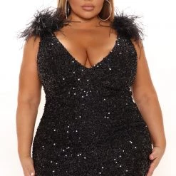 Fashion Nova Thriving With You Sequin Midi Dress - Black -fashion nova dresses Shop 11 29 21Studio2 RT KP 14 57 47 59 74154C Black 0162 PLUS KL